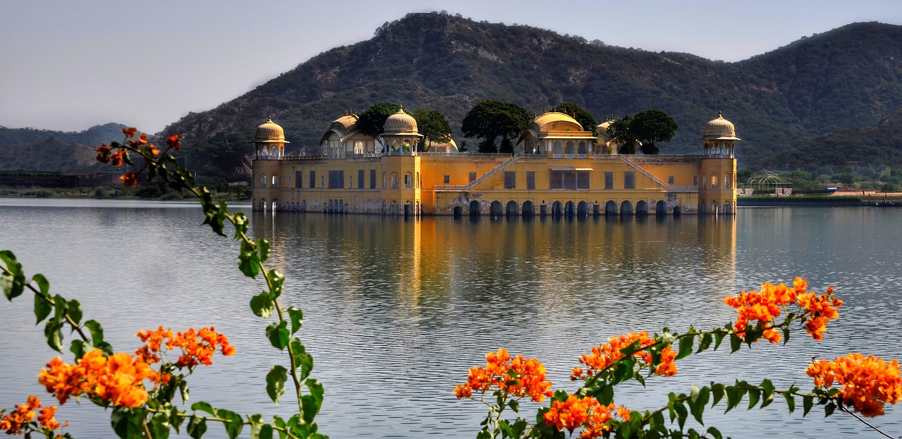 water, palace, jal mahal, jaipur, rajasthan, india, travel, nature, lake, architecture, panoramic, landmark, panorama, cityscape, old, famous, tourist, scenic
