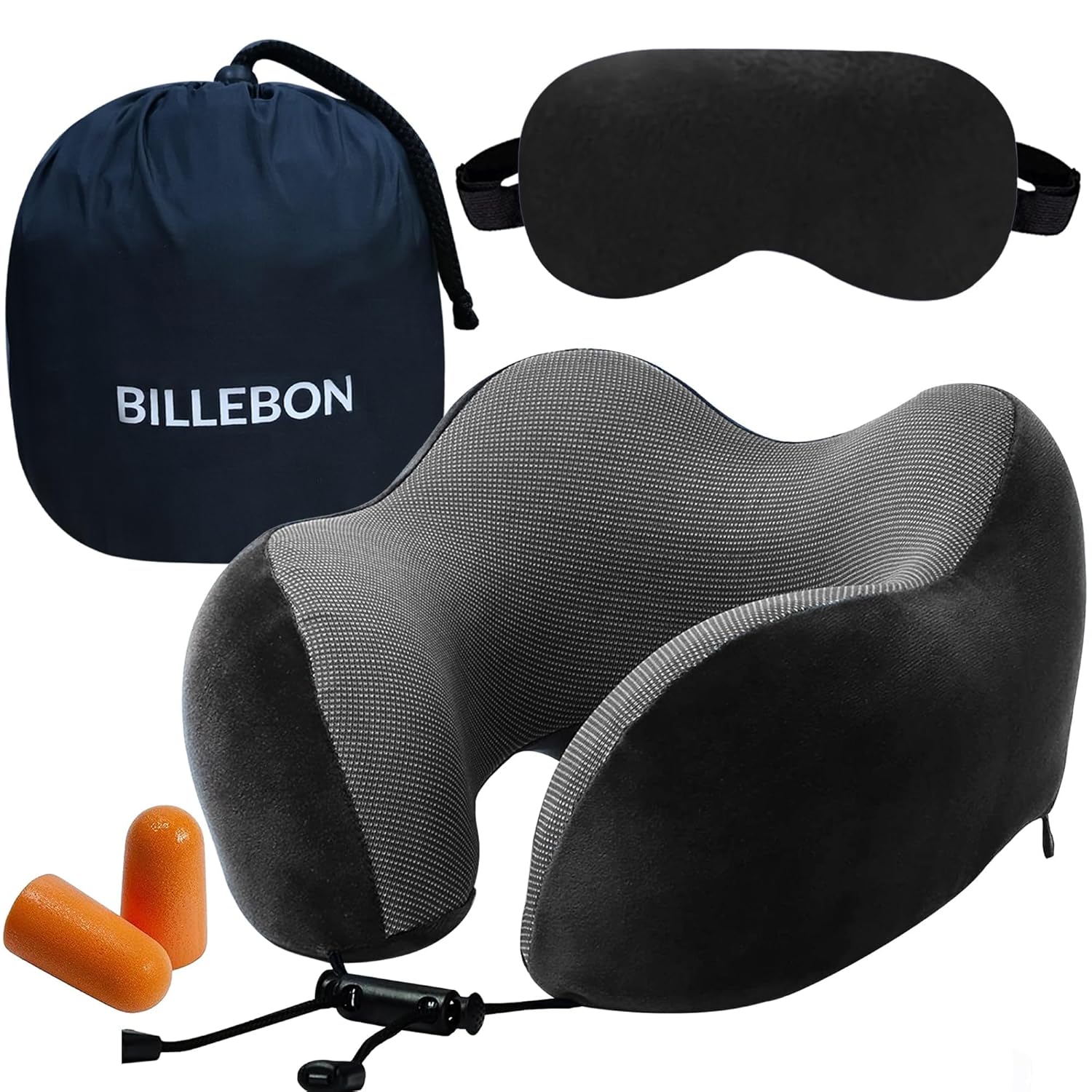 Billebon Extra Soft Memory Foam Luxury Travel Neck Support Rest Pillow with Soft Washable & Removable Cover, Multipurpose Comfortable Travel Pillow for Airplane