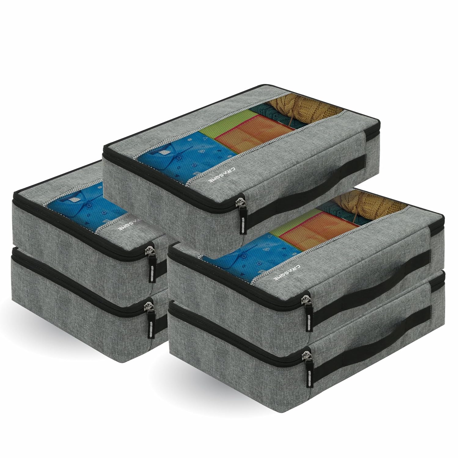 CRASOME Polyester Packing Cubes for Travel, Travel Organizer for Men & Women, Travel Storage Bag, Travel Organizer, Packing Bag for Clothes (Grey-5)